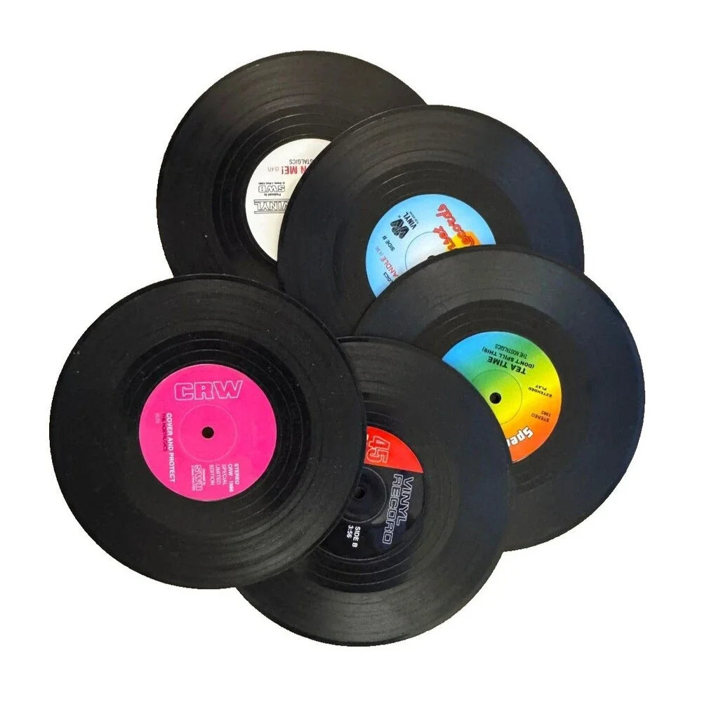 Retro Vinyl Record Coaster Set of 5 Music Lovers Barware 60s Party 45 RPM